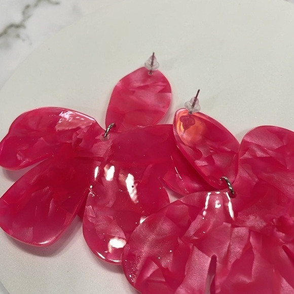 Pink Kiki Flower Oversized Earrings - Picture 9 of 13